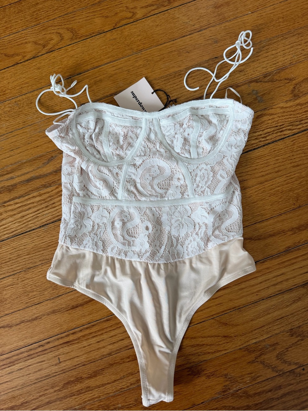 superdown White Lace Bodysuit